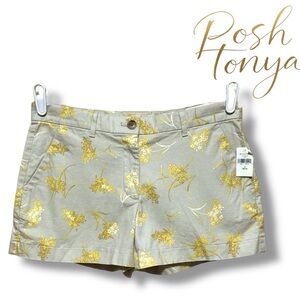 NWT GAP Summer Shorts Gold Floral Size 2 Cottagecore Coastal Resort Casual